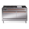 ILVE 60-Inch Nostalgie II  Propane Gas Dual Fuel Range  with 9 Burners, Griddle, and Solid Door Oven in Stainless Steel with Copper Trim (UP60FQNMPSSP)