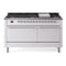 ILVE 60-Inch Nostalgie II  Propane Gas Dual Fuel Range  with 9 Burners, Griddle, and Solid Door Oven in White with Chrome Trim (UP60FQNMPWHC)