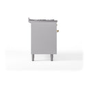 ILVE 60-Inch Nostalgie II  Propane Gas Dual Fuel Range  with 9 Burners, Griddle, and Solid Door Oven in White with Brass Trim (UP60FQNMPWHG)