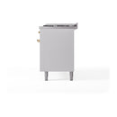 ILVE 60-Inch Nostalgie II  Propane Gas Dual Fuel Range  with 9 Burners, Griddle, and Solid Door Oven in White with Brass Trim (UP60FQNMPWHG)