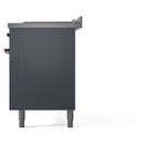 ILVE Nostalgie II 60-Inch Dual Fuel Freestanding Range with Removable Griddle in Blue Grey with Bronze Trim (UP60FSNMPBGB)