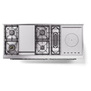 ILVE Nostalgie II 60-Inch Dual Fuel Freestanding Range with Removable Griddle in Blue Grey with Chrome Trim (UP60FSNMPBGC)