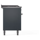 ILVE Nostalgie II 60-Inch Dual Fuel Freestanding Range with Removable Griddle in Blue Grey with Chrome Trim (UP60FSNMPBGC)
