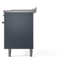 ILVE Nostalgie II 60-Inch Dual Fuel Freestanding Range with Removable Griddle in Blue Grey with Chrome Trim (UP60FSNMPBGC)