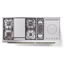 ILVE Nostalgie II 60-Inch Dual Fuel Freestanding Range with Removable Griddle in Blue Grey with Brass Trim (UP60FSNMPBGG)