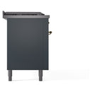 ILVE Nostalgie II 60-Inch Dual Fuel Freestanding Range with Removable Griddle in Blue Grey with Brass Trim (UP60FSNMPBGG)