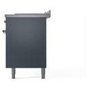 ILVE Nostalgie II 60-Inch Dual Fuel Freestanding Range with Removable Griddle in Blue Grey with Brass Trim (UP60FSNMPBGG)