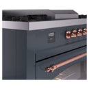 ILVE Nostalgie II 60-Inch Dual Fuel Freestanding Range with Removable Griddle in Blue Grey with Copper Trim (UP60FSNMPBGP)