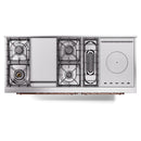 ILVE Nostalgie II 60-Inch Dual Fuel Freestanding Range with Removable Griddle in Blue Grey with Copper Trim (UP60FSNMPBGP)