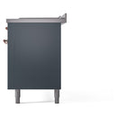 ILVE Nostalgie II 60-Inch Dual Fuel Freestanding Range with Removable Griddle in Blue Grey with Copper Trim (UP60FSNMPBGP)