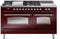 ILVE Nostalgie II 60-Inch Dual Fuel Freestanding Range with Removable Griddle in Burgundy with Chrome Trim (UP60FSNMPBUC)