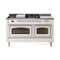 ILVE Nostalgie II Noblesse 60-Inch 5.8 Cu. Ft. Dual Oven Propane Gas Dual Fuel Range with 7 Burners, Griddle, French Top and Triple Glass Door in Antique White with Chrome Trim (UN60FSNMPAWCLP)