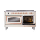 Antique white range with left oven door open and right oven door open