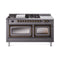 ILVE Nostalgie II Noblesse 60-Inch 5.8 Cu. Ft. Dual Oven Propane Gas Dual Fuel Range with 7 Burners, Griddle, French Top and Triple Glass Door in Matte Graphite with Burnished Bronze Trim (UN60FSNMPMGBLP)