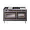 ILVE Nostalgie II Noblesse 60-Inch 5.8 Cu. Ft. Dual Oven Natural Gas Dual Fuel Range with 7 Burners, Griddle, French Top and Triple Glass Door in Matte Graphite with Burnished Bronze Trim (UN60FSNMPMGB)