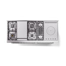 Matte graphite dual-fuel range cooktop with burners, griddle, and French top
