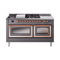 ILVE Nostalgie II Noblesse 60-Inch 5.8 Cu. Ft. Dual Oven Propane Gas Dual Fuel Range with 7 Burners, Griddle, French Top and Triple Glass Door in Matte Graphite with Copper Trim (UN60FSNMPMGPLP)