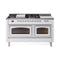 ILVE Nostalgie II Noblesse 60-Inch 5.8 Cu. Ft. Dual Oven Propane Gas Dual Fuel Range with 7 Burners, Griddle, French Top and Triple Glass Door in White with Chrome Trim (UN60FSNMPWHCLP)