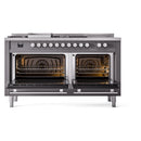 ILVE Professional Plus II 60-Inch 3.5 + 1.52 Cu. Ft. Propane Gas Dual Fuel Range with 7 Burners, Griddle, French Top and Solid Door in Graphite Matte (UP60FSQMPMGLP)
