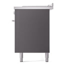 ILVE Professional Plus II 60-Inch 3.5 + 1.52 Cu. Ft. Propane Gas Dual Fuel Range with 7 Burners, Griddle, French Top and Solid Door in Graphite Matte (UP60FSQMPMGLP)