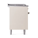 ILVE Nostalgie II 60 inch Propane Gas Range with 10 Sealed Burners, Griddle with Triple Glass Door in Antique White with Burnished Trim