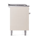 ILVE Nostalgie II 60 inch Propane Gas Range with 10 Sealed Burners, Griddle with Triple Glass Door in Antique White with Chrome Trim