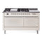 ILVE Nostalgie II 60 inch Propane Gas Range with 10 Sealed Burners, Griddle with Triple Glass Door in Antique White with Chrome Trim