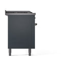 ILVE Nostalgie II 60-Inch  Propane Gas Dual Fuel Range  with 7 Burners, Griddle, & French Top with Solid Door Oven in Blue Grey with Bronze Trim (UP60FSQNMPBGB)
