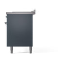 ILVE Nostalgie II 60-Inch  Propane Gas Dual Fuel Range  with 7 Burners, Griddle, & French Top with Solid Door Oven in Blue Grey with Chrome Trim (UP60FSQNMPBGC)
