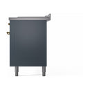 ILVE Nostalgie II 60 inch Propane Gas Range with 10 Sealed Burners, Griddle with Triple Glass Door in Blue Grey with Brass Trim