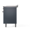 ILVE Nostalgie II 60 inch Propane Gas Range with 10 Sealed Burners, Griddle with Triple Glass Door in Blue Grey with Copper Trim