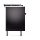 ILVE Nostalgie II 60 inch Propane Gas Range with 10 Sealed Burners, Griddle with Triple Glass Door in Glossy Black with Burnished Trim
