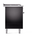ILVE Nostalgie II 60-Inch Dual Fuel Range with 7 Burners, Griddle, & French Top with Solid Door Oven in Glossy Black with Chrome Trim (UP60FSQNMPBKC)