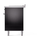 ILVE Nostalgie II 60-Inch Dual Fuel Range with 7 Burners, Griddle, & French Top with Solid Door Oven in Glossy Black with Chrome Trim (UP60FSQNMPBKC)