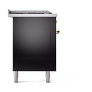 ILVE Nostalgie II 60 inch Propane Gas Range with 10 Sealed Burners, Griddle with Triple Glass Door in Glossy Black with Brass Trim