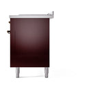 ILVE Nostalgie II 60 inch Propane Gas Range with 10 Sealed Burners, Griddle with Triple Glass Door in Burgundy with Burnished Trim