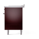 ILVE Nostalgie II 60 inch Propane Gas Range with 10 Sealed Burners, Griddle with Triple Glass Door in Burgundy with Chrome Trim