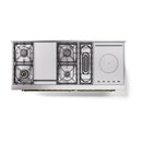 ILVE Nostalgie II 60-Inch  Propane Gas Dual Fuel Range  with 7 Burners, Griddle, & French Top with Solid Door Oven in Burgundy with Brass Trim (UP60FSQNMPBUG)