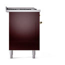 ILVE Nostalgie II 60-Inch  Propane Gas Dual Fuel Range  with 7 Burners, Griddle, & French Top with Solid Door Oven in Burgundy with Brass Trim (UP60FSQNMPBUG)