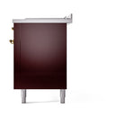 ILVE Nostalgie II 60-Inch  Propane Gas Dual Fuel Range  with 7 Burners, Griddle, & French Top with Solid Door Oven in Burgundy with Brass Trim (UP60FSQNMPBUG)