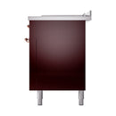 ILVE Nostalgie II 60 inch Propane Gas Range with 10 Sealed Burners, Griddle with Triple Glass Door in Burgundy with Copper Trim