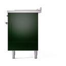 ILVE Nostalgie II 60 inch Propane Gas Range with 10 Sealed Burners, Griddle with Triple Glass Door in Emerald Green with Chrome Trim