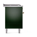 ILVE Nostalgie II 60-Inch  Propane Gas Dual Fuel Range  with 7 Burners, Griddle, & French Top with Solid Door Oven in Emerald Green with Brass Trim (UP60FSQNMPEGG)