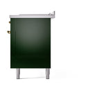 ILVE Nostalgie II 60-Inch  Propane Gas Dual Fuel Range  with 7 Burners, Griddle, & French Top with Solid Door Oven in Emerald Green with Brass Trim (UP60FSQNMPEGG)