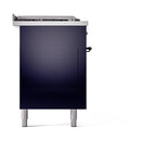 ILVE Nostalgie II 60-Inch  Propane Gas Dual Fuel Range  with 7 Burners, Griddle, & French Top with Solid Door Oven in Midnight Blue with Bronze Trim (UP60FSQNMPMBB)