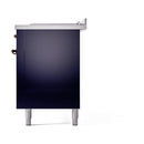 ILVE Nostalgie II 60-Inch  Propane Gas Dual Fuel Range  with 7 Burners, Griddle, & French Top with Solid Door Oven in Midnight Blue with Bronze Trim (UP60FSQNMPMBB)