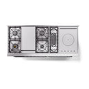 ILVE Nostalgie II 60-Inch Dual Fuel Range with 7 Burners, Griddle, & French Top with Solid Door Oven in Midnight Blue with Chrome Trim (UP60FSQNMPMBC)