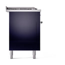 ILVE Nostalgie II 60 inch Propane Gas Range with 10 Sealed Burners, Griddle with Triple Glass Door in Midnight Blue with Chrome Trim