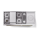 ILVE Nostalgie II 60 inch Propane Gas Range with 10 Sealed Burners, Griddle with Triple Glass Door in Midnight Blue with Brass Trim