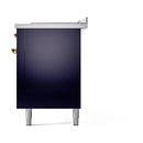 ILVE Nostalgie II 60 inch Propane Gas Range with 10 Sealed Burners, Griddle with Triple Glass Door in Midnight Blue with Brass Trim